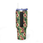 40oz Floral Squonk Tumbler — Insulated Vacuum Travel Mug