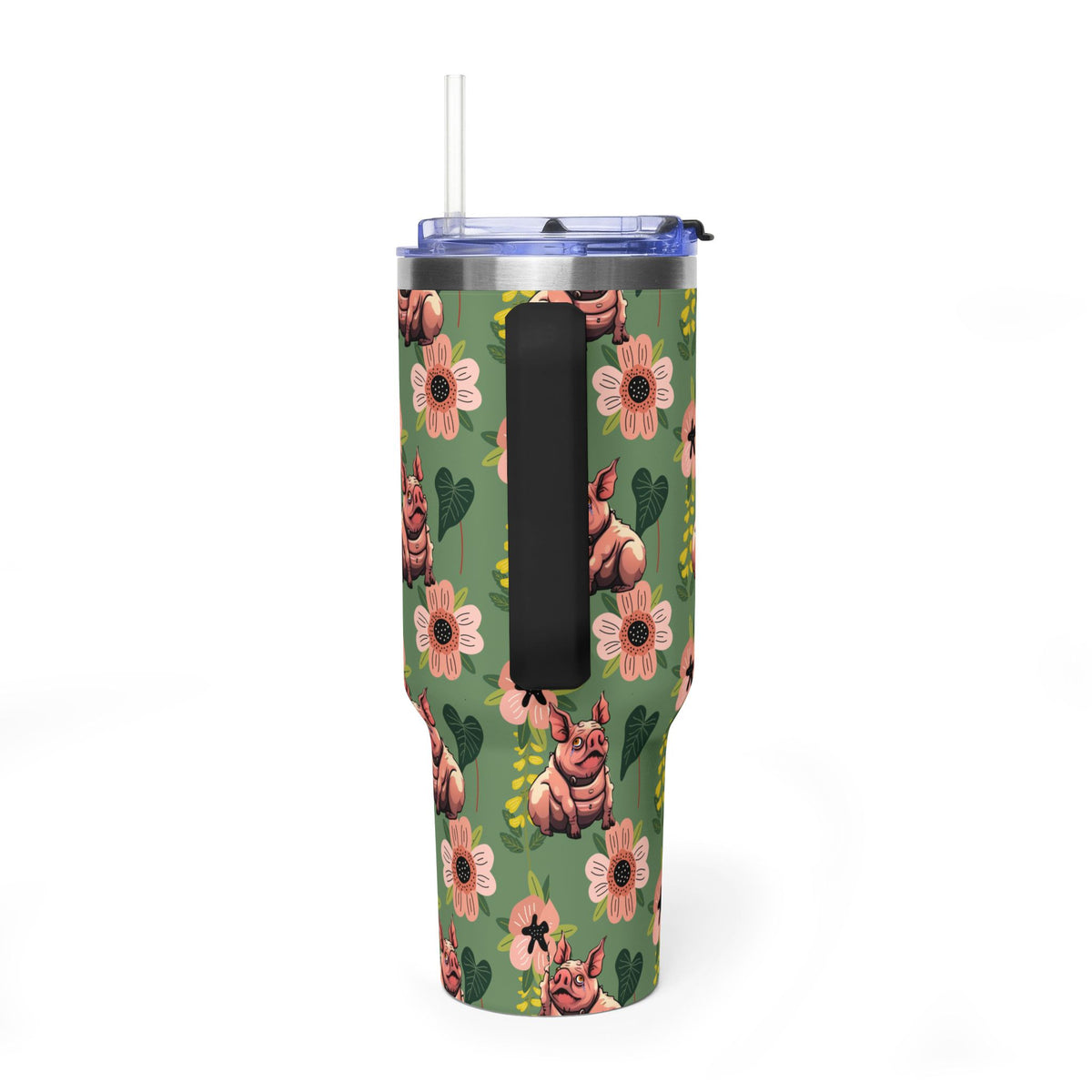 40oz Floral Squonk Tumbler — Insulated Vacuum Travel Mug