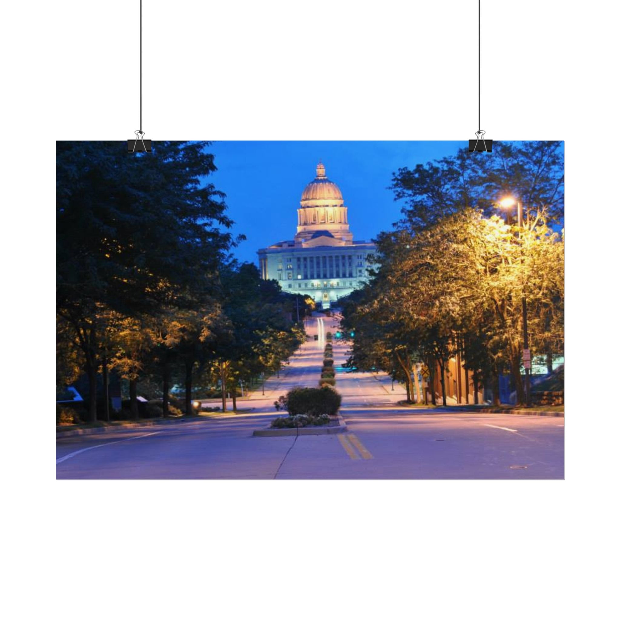 Rolled Poster — Nighttime Missouri Capitol Building Cityscape Wall Art