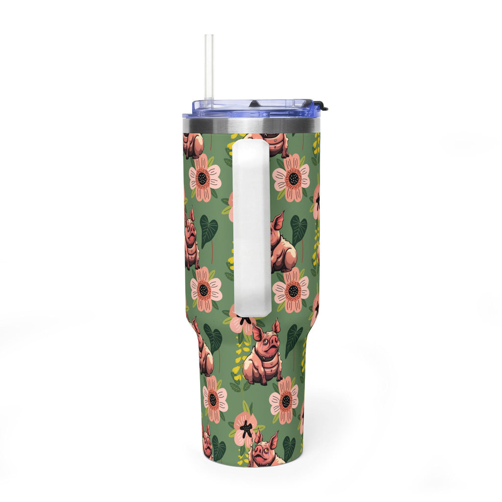 40oz Floral Squonk Tumbler — Insulated Vacuum Travel Mug