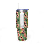 40oz Floral Squonk Tumbler — Insulated Vacuum Travel Mug