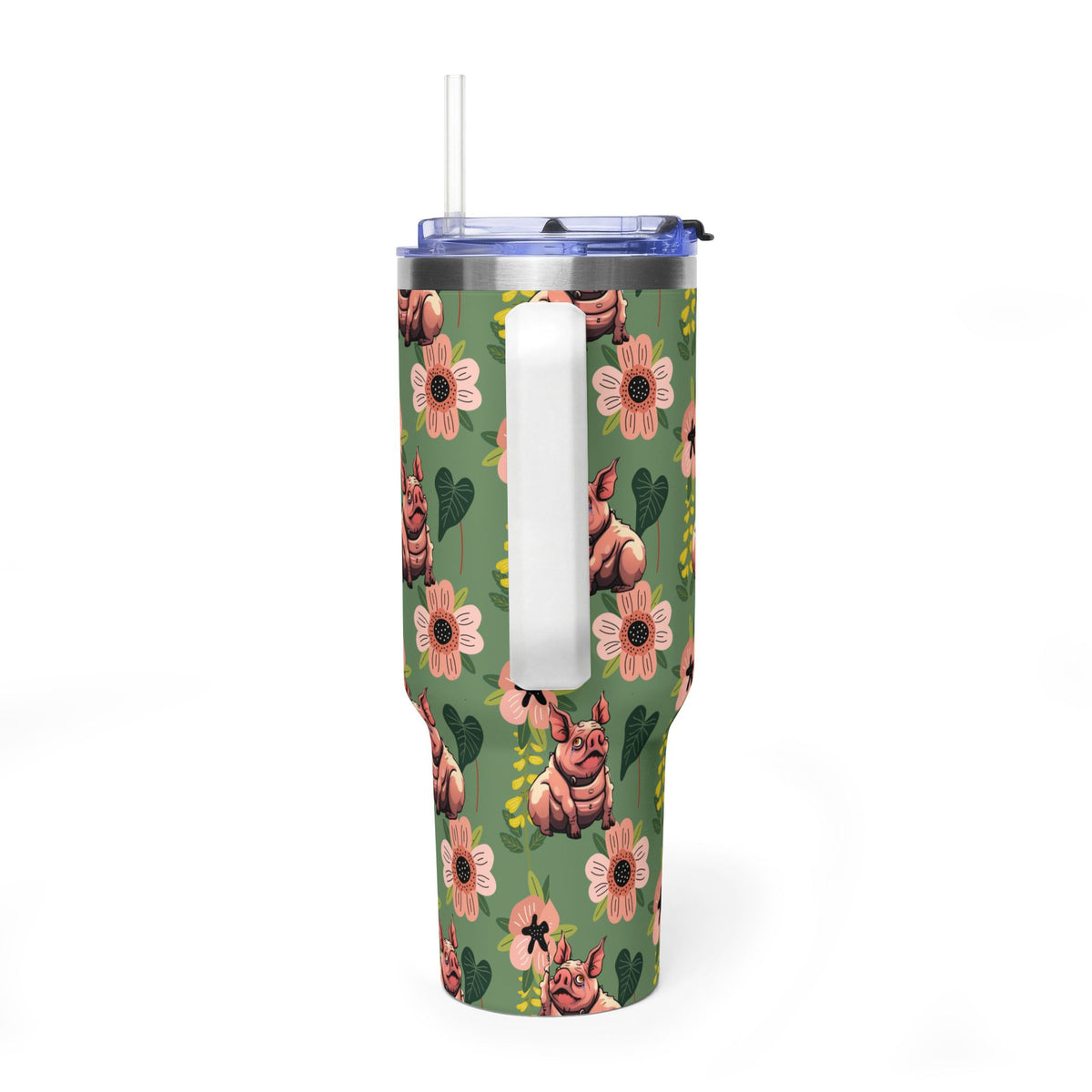 40oz Floral Squonk Tumbler — Insulated Vacuum Travel Mug