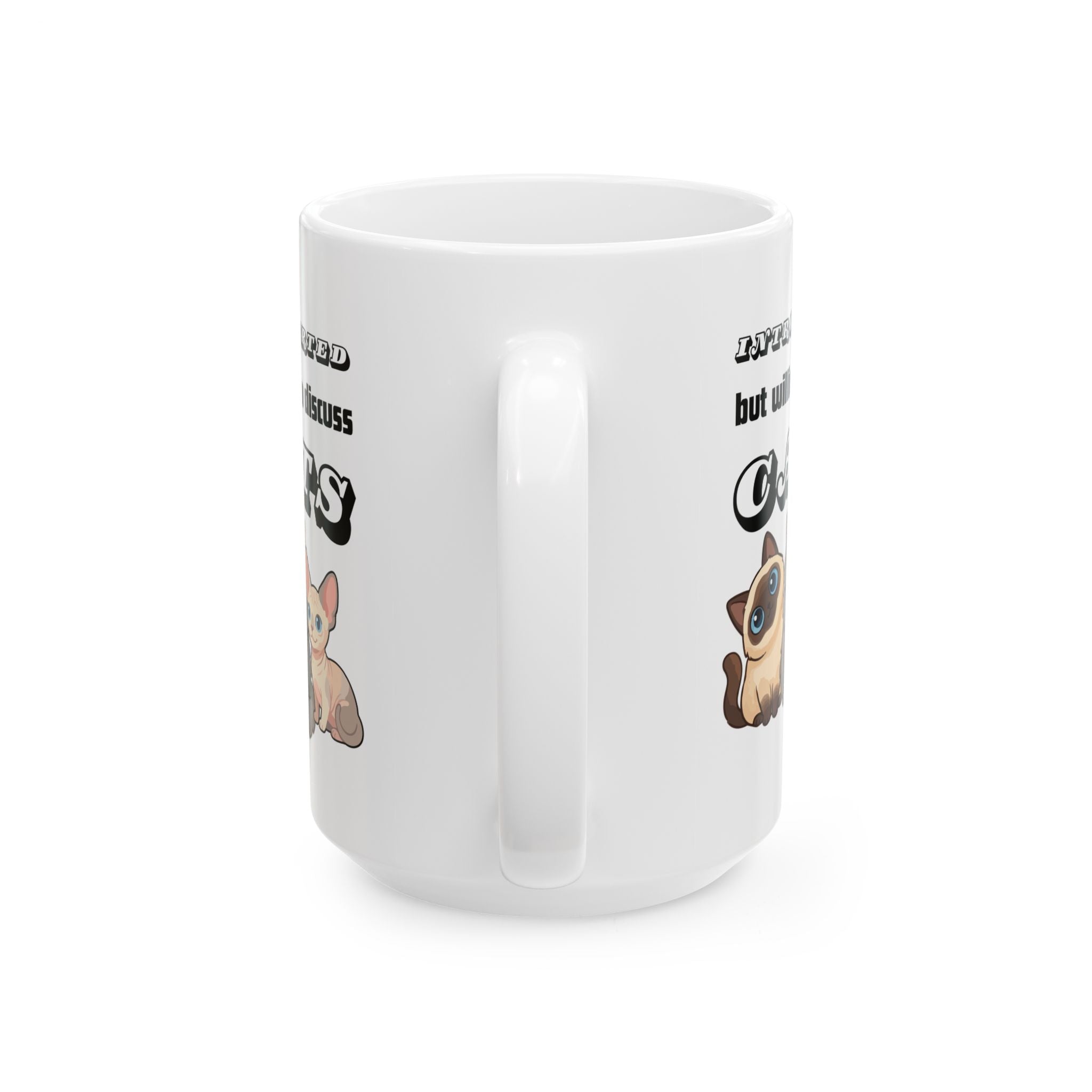 'Introverted but Willing to Discuss Cats' Ceramic Mug (11oz & 15oz)