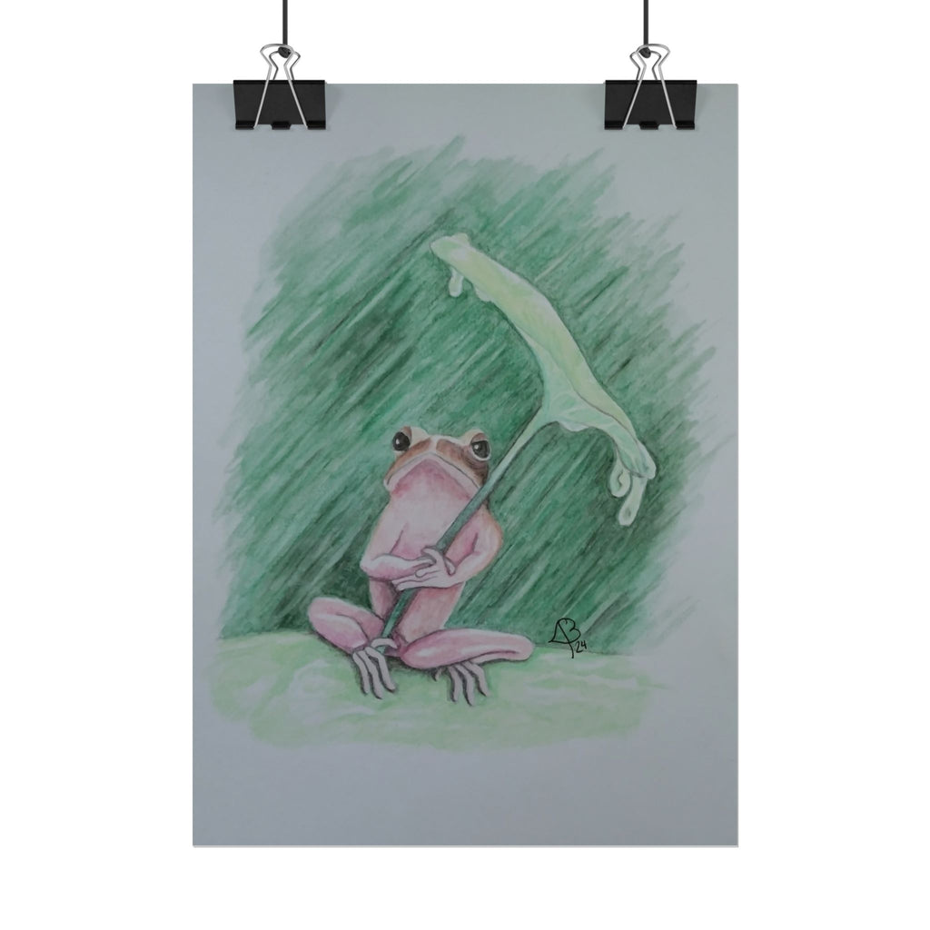 Whimsical Pink Frog Art Print for Nursery & Nature Lovers