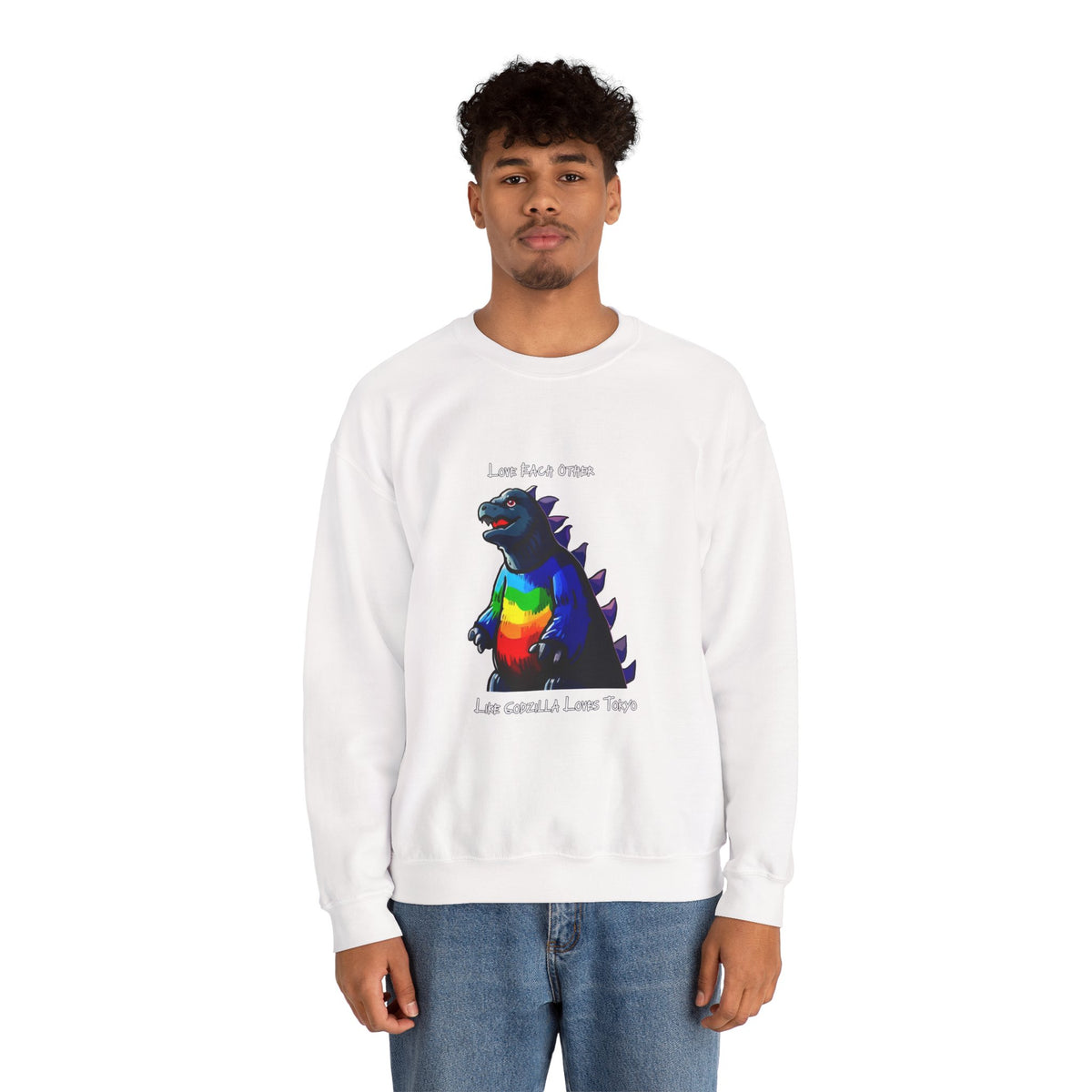 Godzilla Love Rainbow Crewneck Sweatshirt