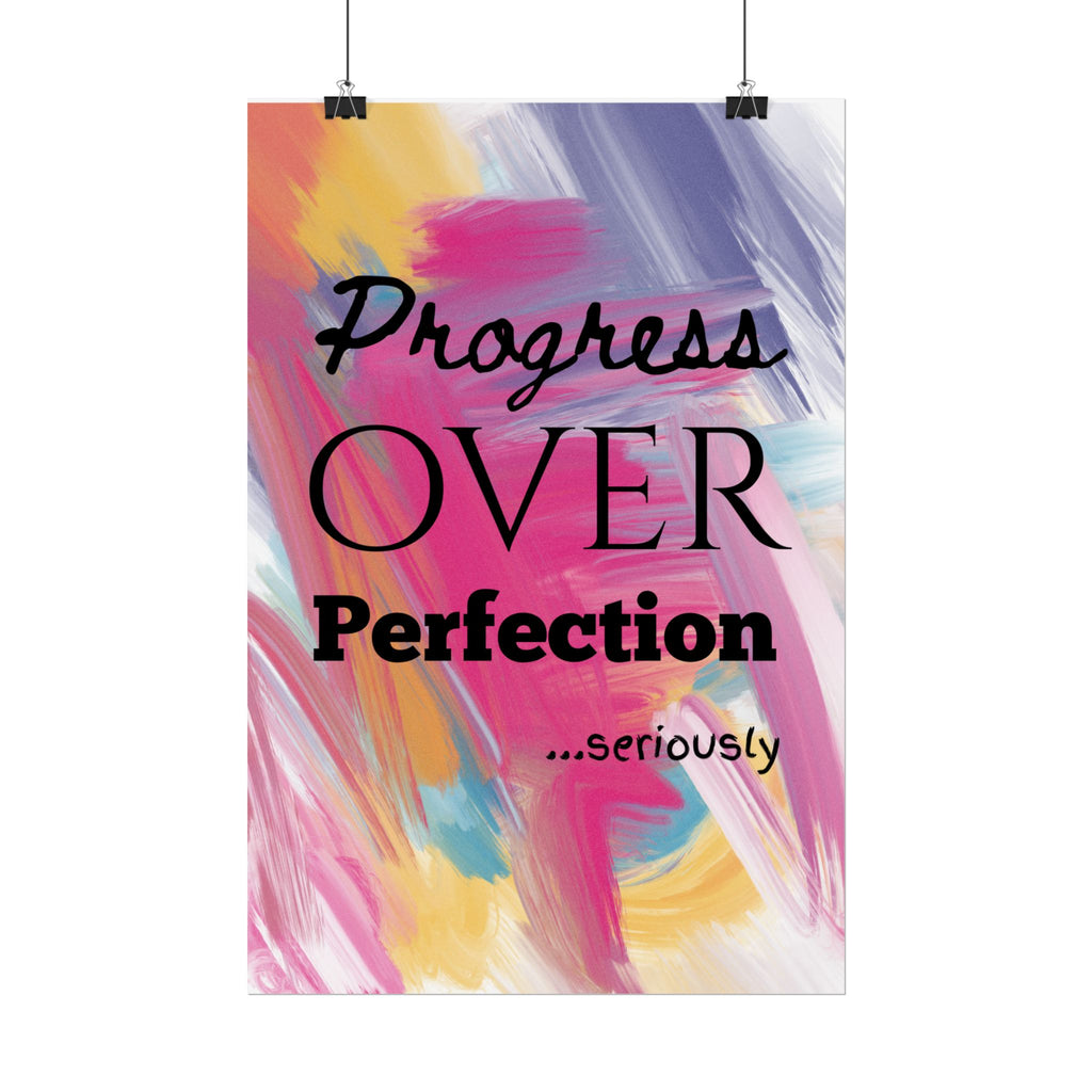 "Progress Over Perfection" – Motivational Wall Art for Office, Studio & Classroom