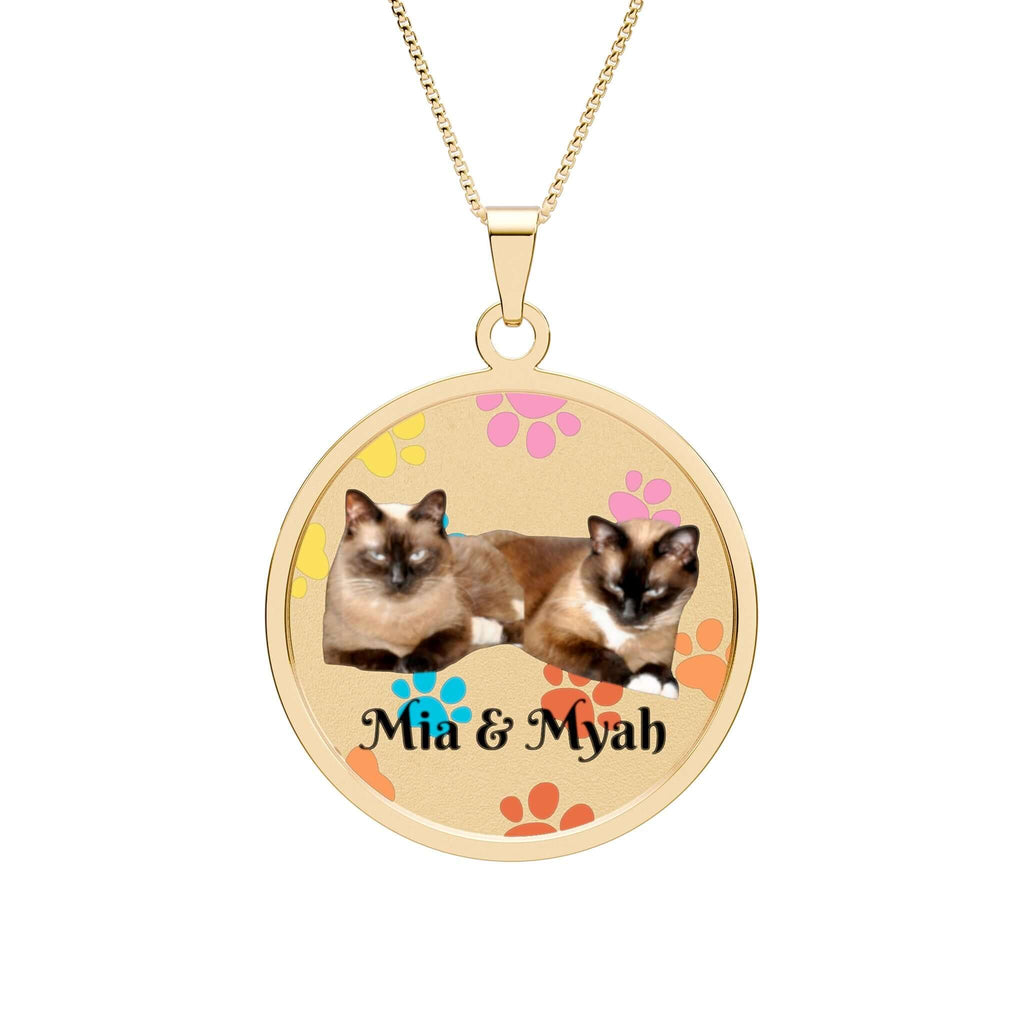Personalize it! Round Photo Pendant Necklace — Custom Pet Photo Paw-Print Memorial Gift