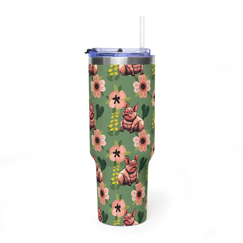 40oz Floral Squonk Tumbler — Insulated Vacuum Travel Mug