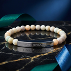 Natural Stone Stretch Bar Bracelet "I am enough"