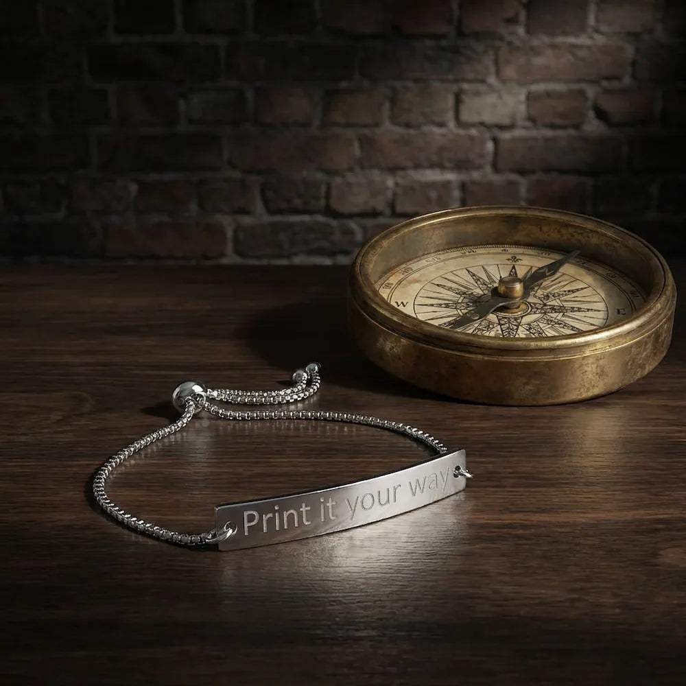 Personalize it! Engraved Adjustable Flat Bar Bracelet