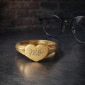 Personalize it! Engravable Heart Signet Ring Stainless Steel