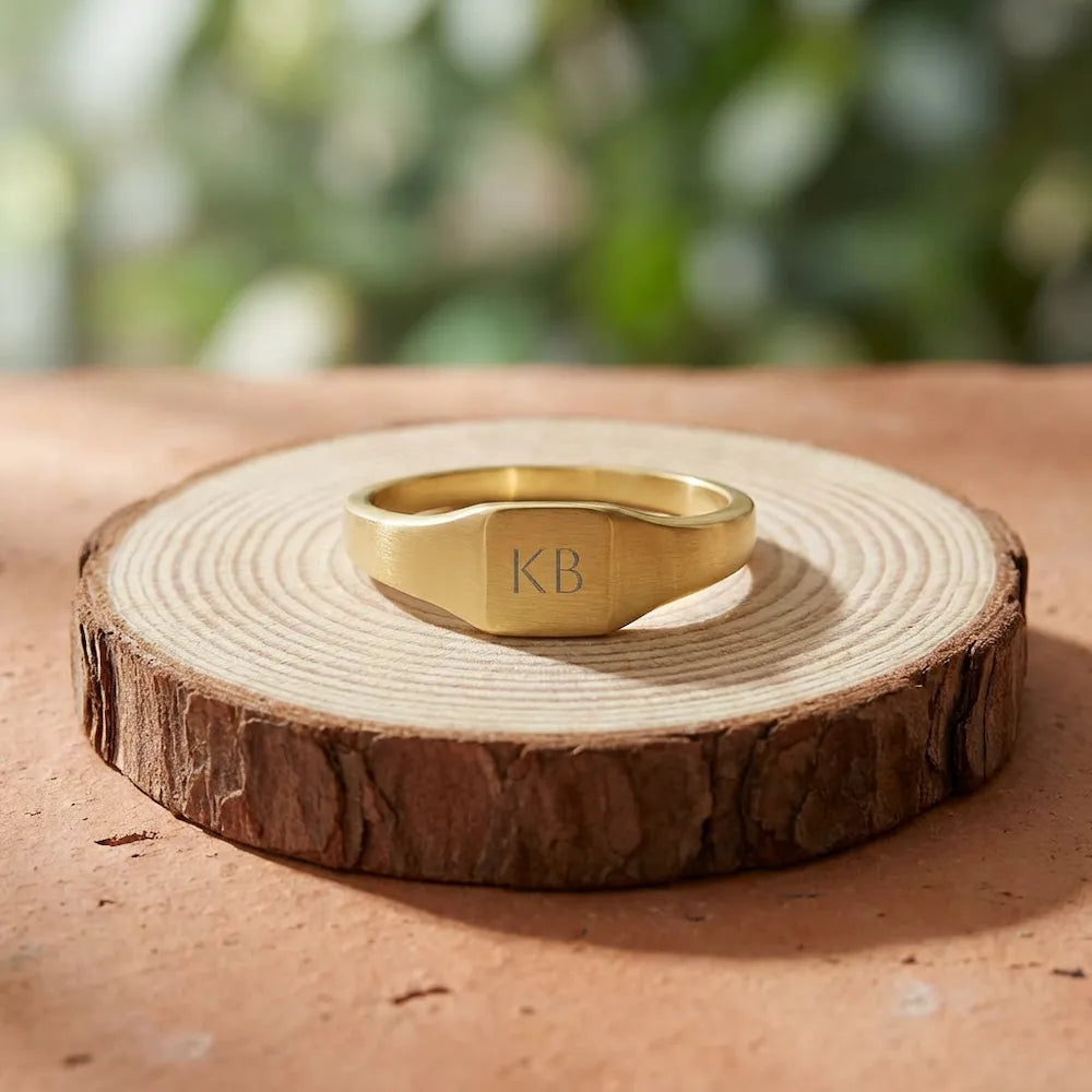 Personalize it! Engravable Square Signet Ring Stainless Steel