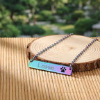 Personalize it! Engraved Paw Bar Necklace - Pet Name Jewelry