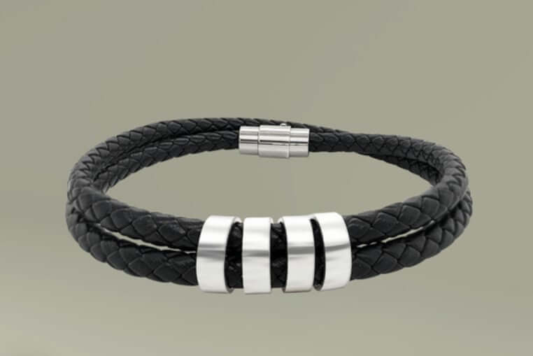 Personalize it! Engraved Leather Bead Bracelet
