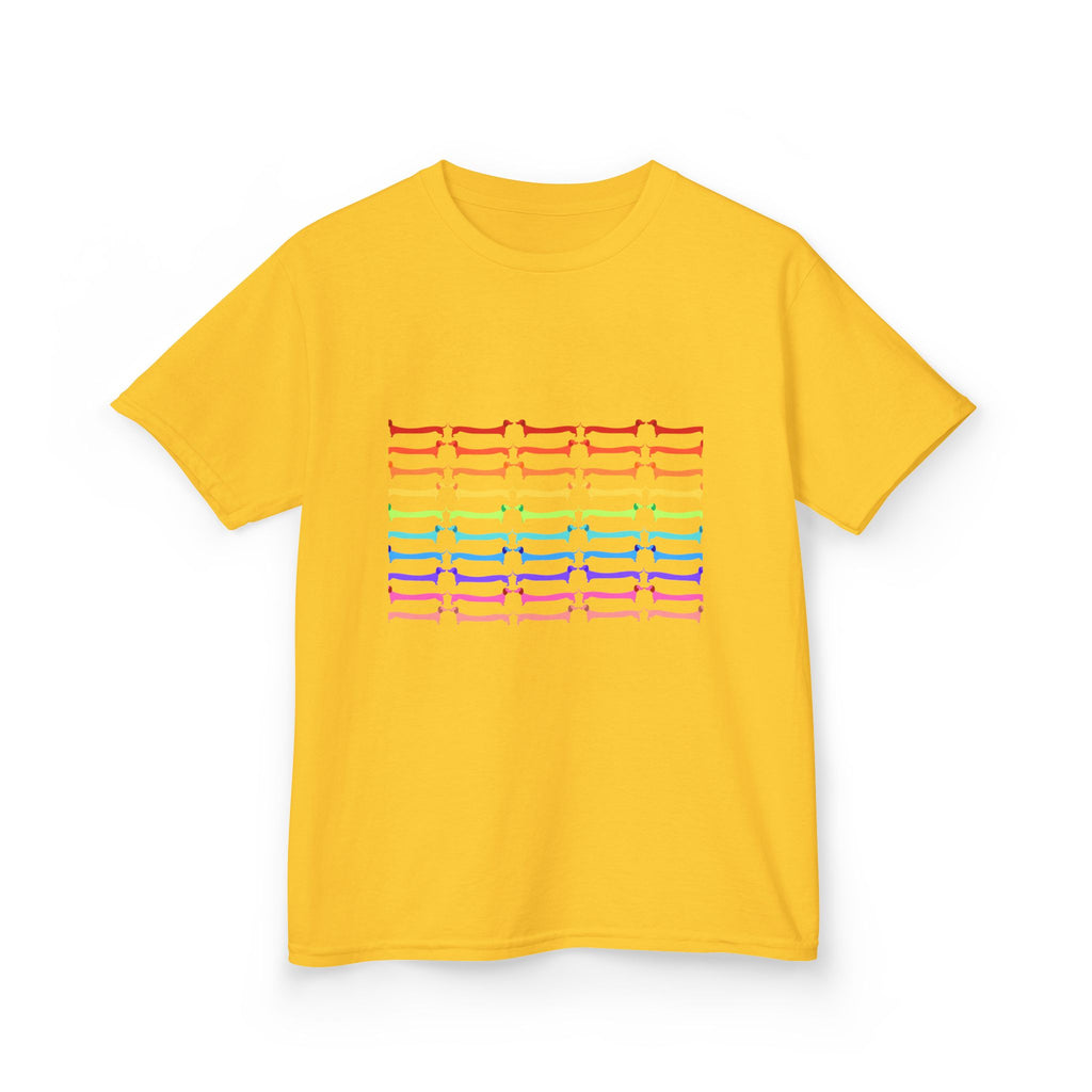 Youth Rainbow Dachshund Pattern Cute Dog Graphic Tee
