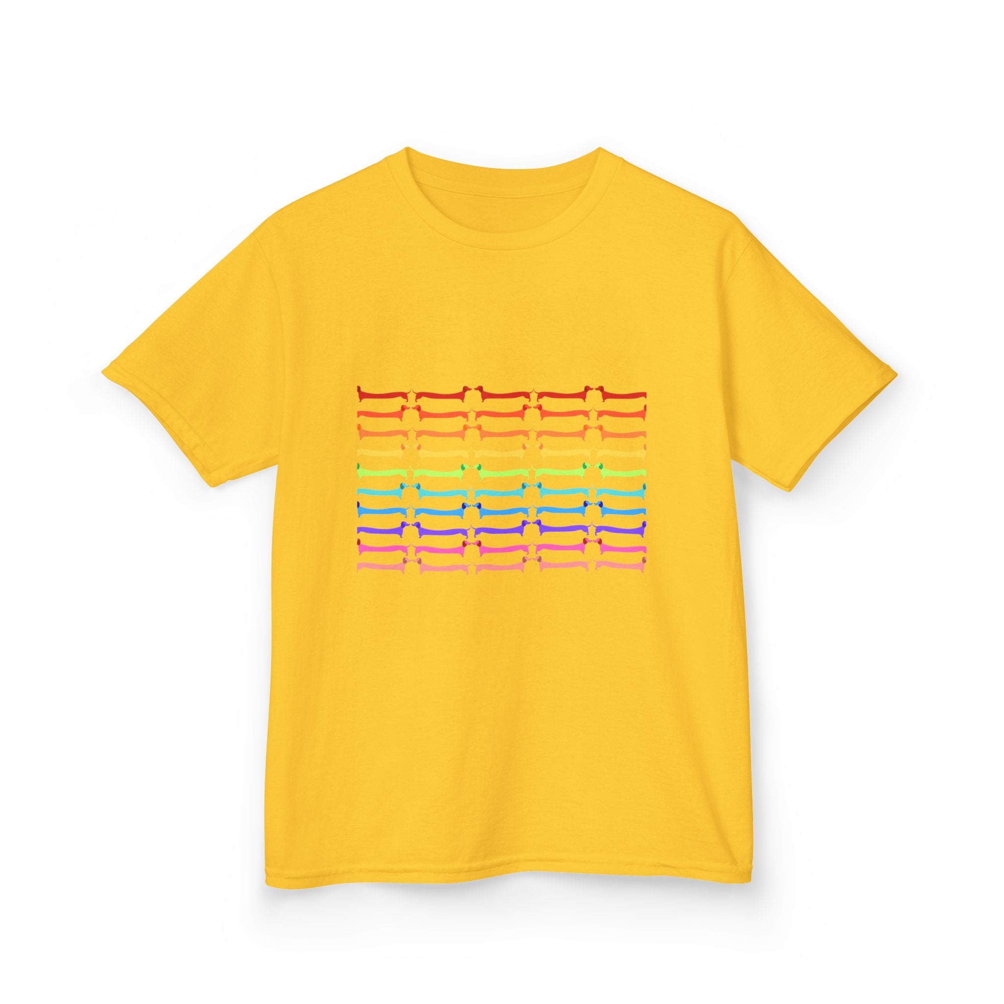 Youth Rainbow Dachshund Pattern Cute Dog Graphic Tee