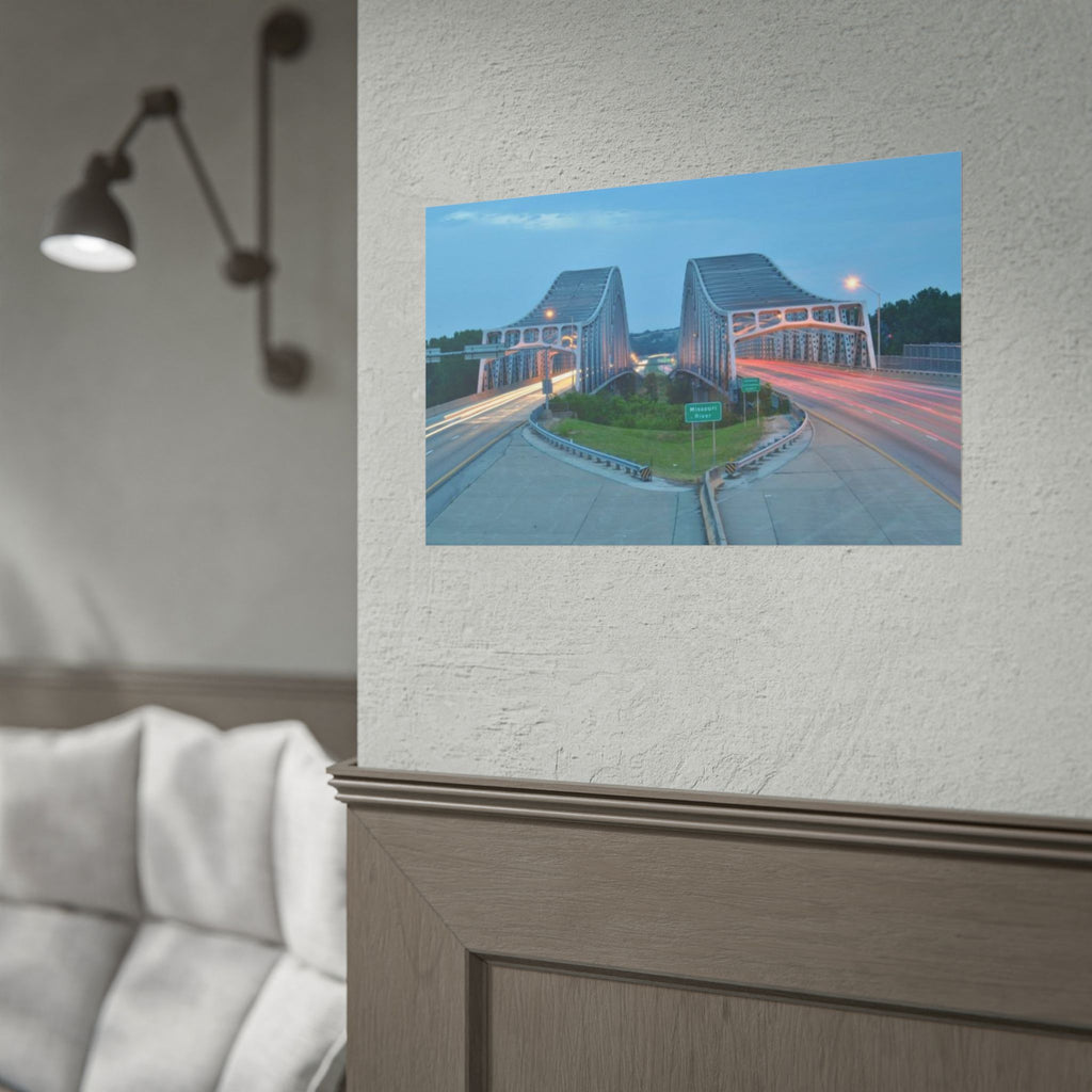 Twilight Bridge Rolled Poster — Long-Exposure Cityscape Wall Art