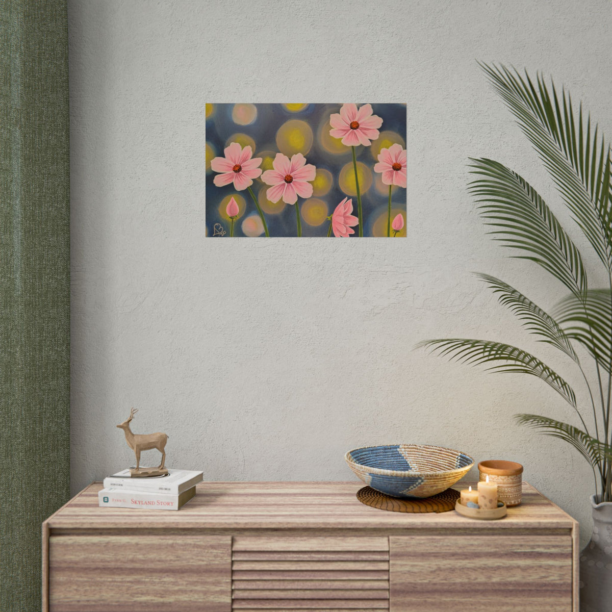 Backlit Flowers Poster — Rolled Wall Art with Bokeh Lights