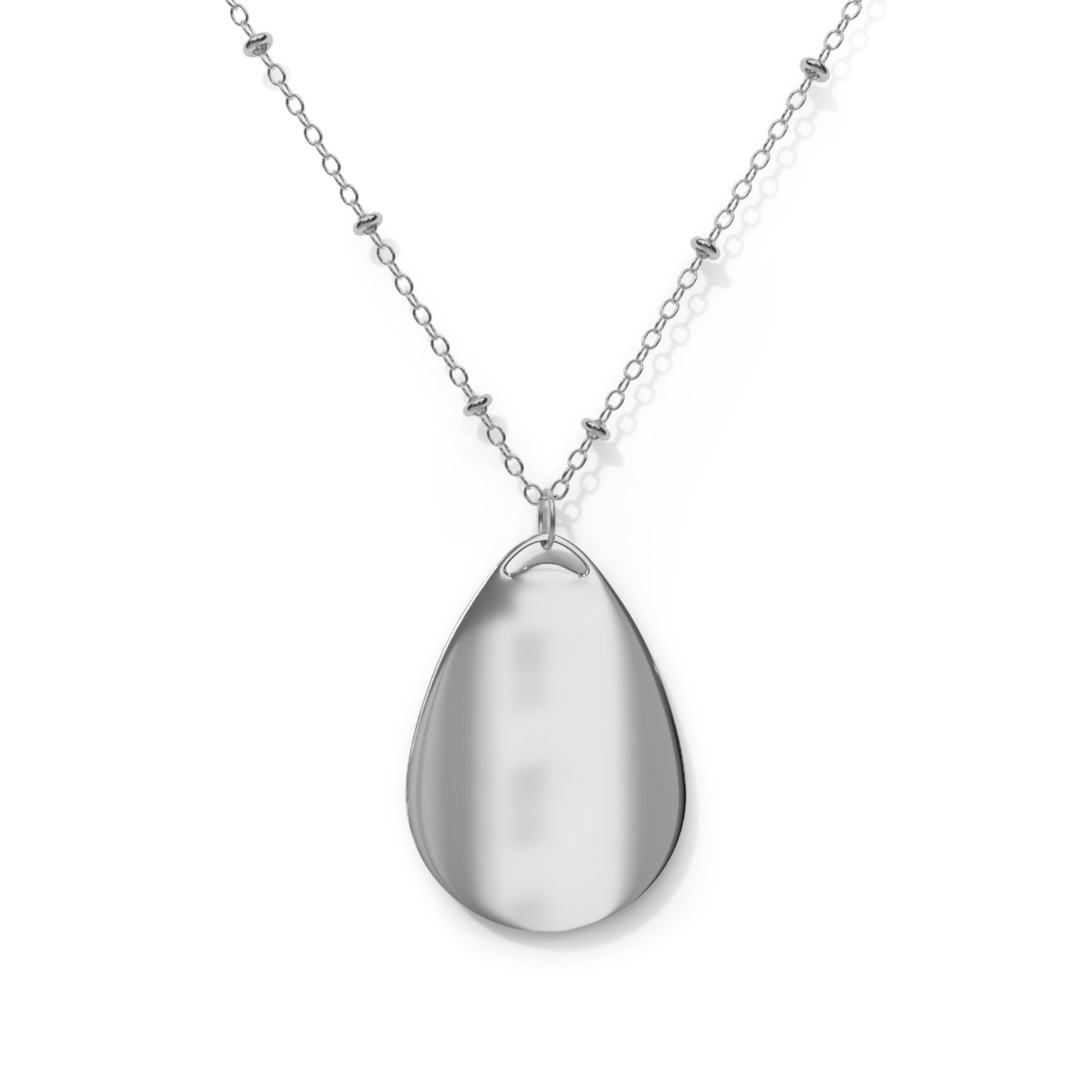 Oval Necklace — "Growth Is Messy" Inspirational Teardrop Pendant