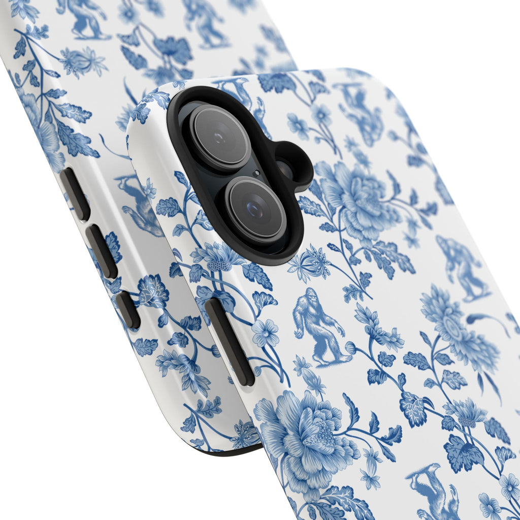 Bigfoot Floral Porcelain Tough Phone Case — Vintage Delft Pattern Protective Phone Case
