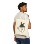 Tote Bag — 'I Like A Cactus' Cute Coffee Cup Cactus Canvas Tote