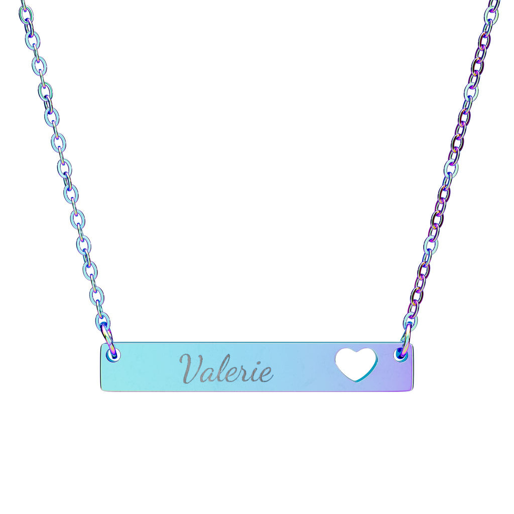 Personalize it! Engravable Cutout Heart Bar Necklace