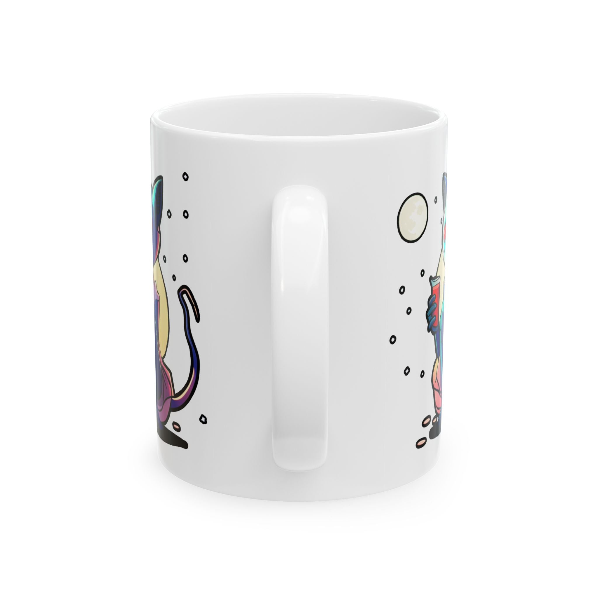 Alien Cat Ceramic Mug — Colorful Space Kitty Coffee Cup (11oz/15oz)
