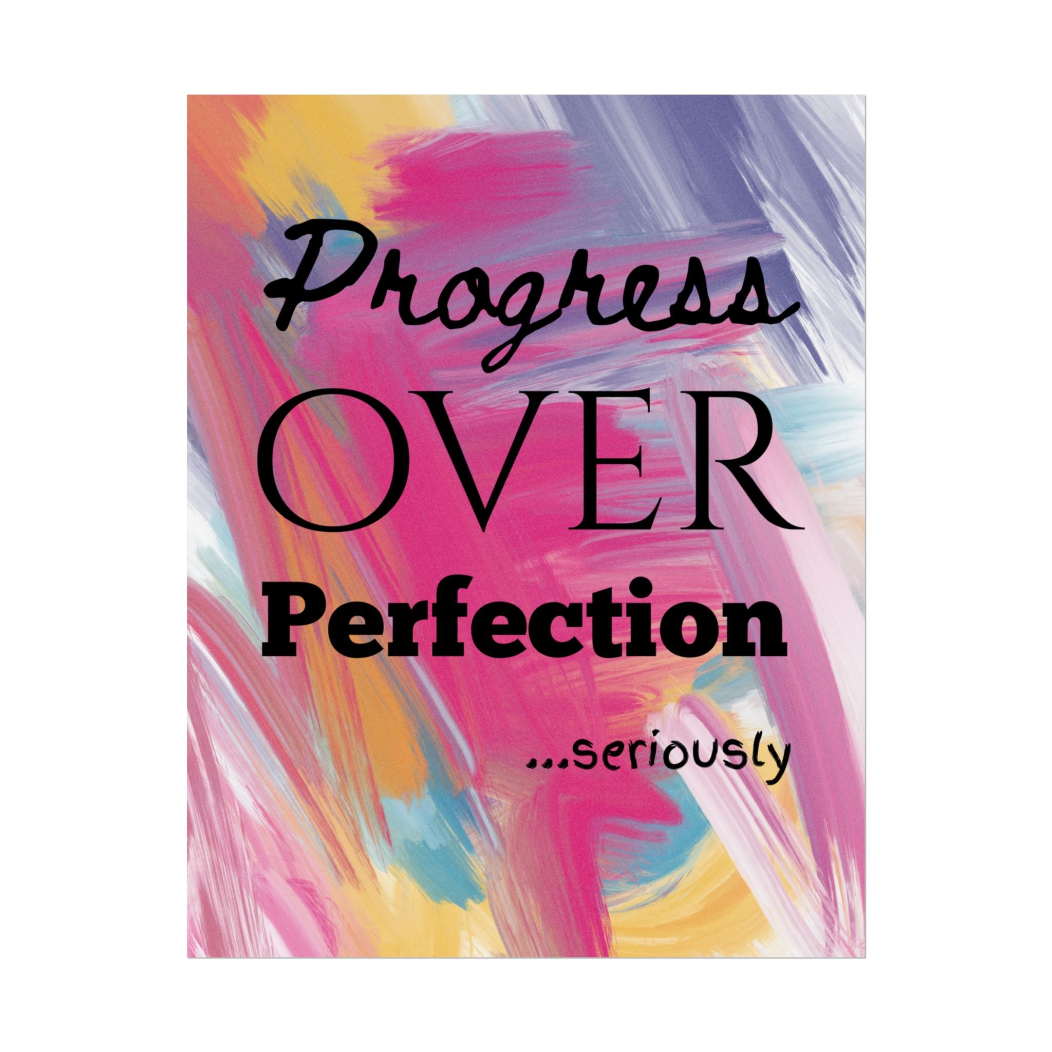 "Progress Over Perfection" – Motivational Wall Art for Office, Studio & Classroom