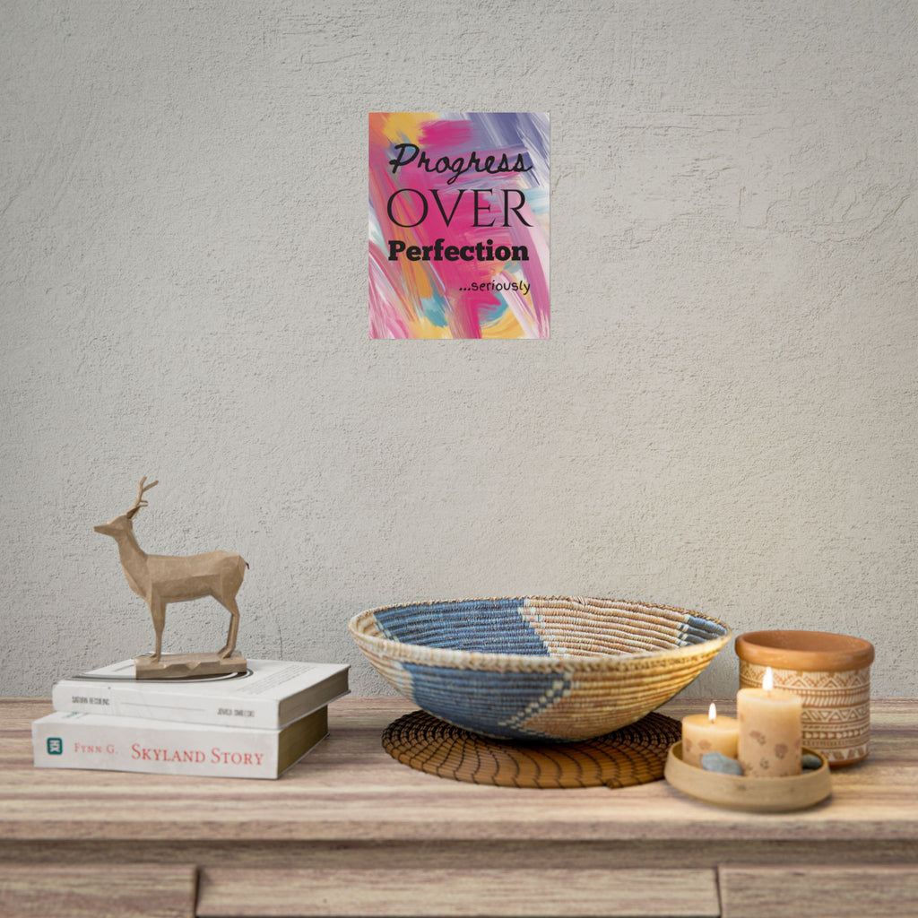 "Progress Over Perfection" – Motivational Wall Art for Office, Studio & Classroom