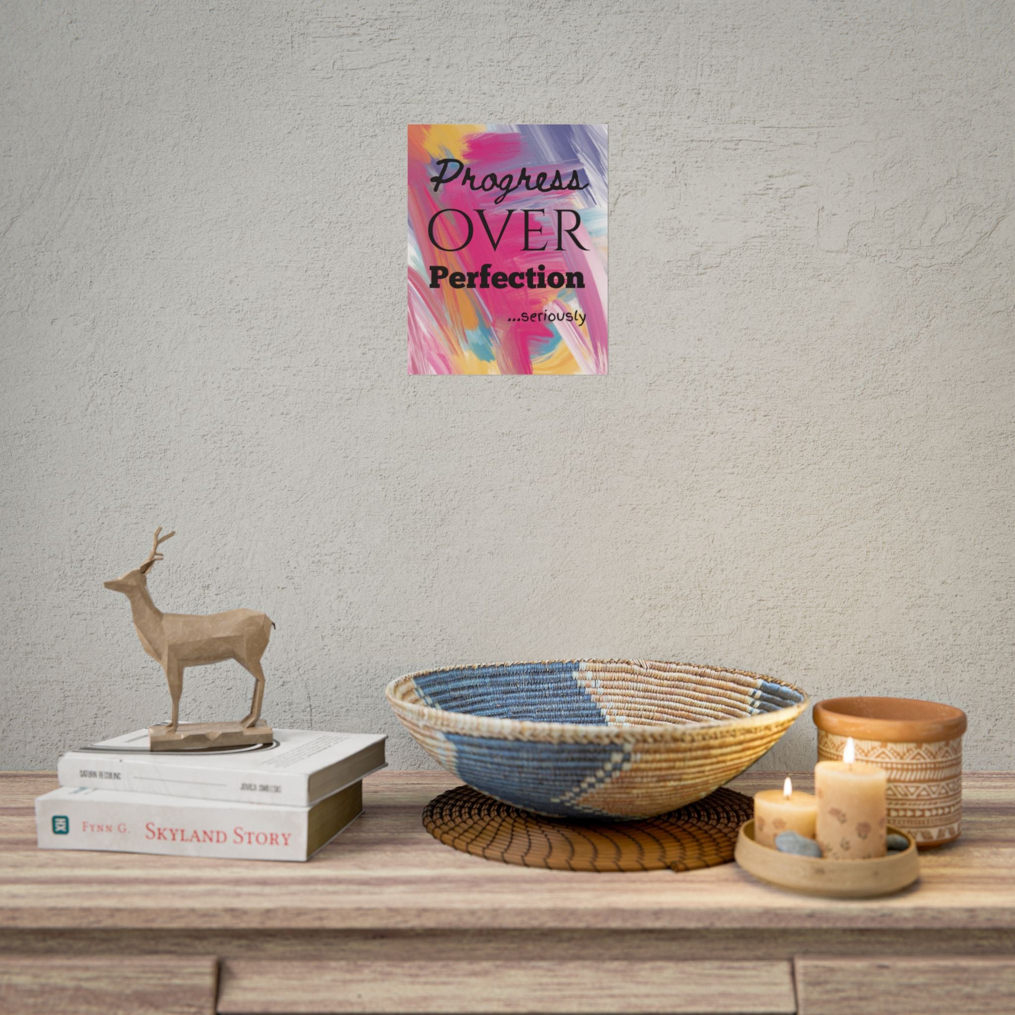 "Progress Over Perfection" – Motivational Wall Art for Office, Studio & Classroom