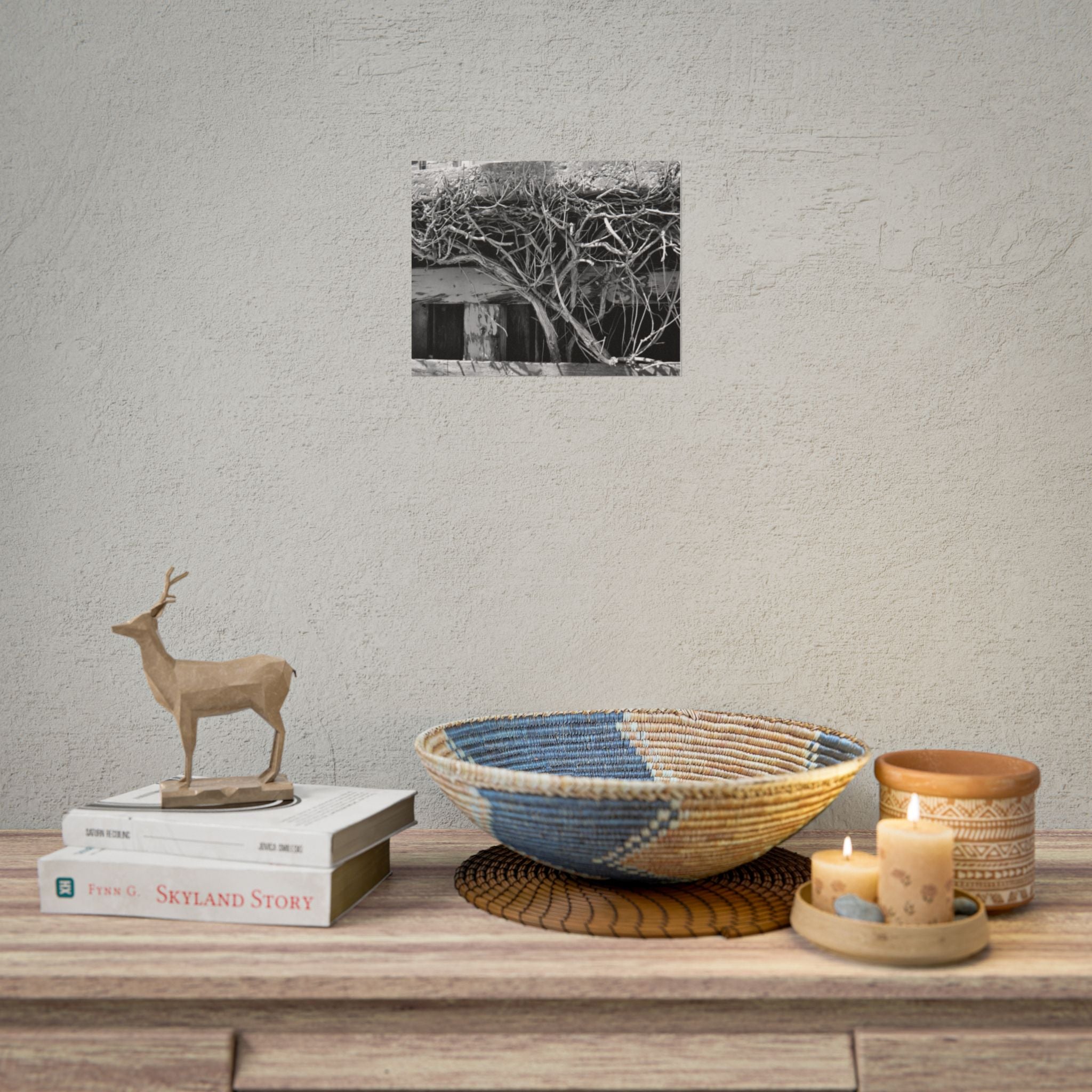 Black & White Rustic Vine Photography Poster — Rolled Wall Art