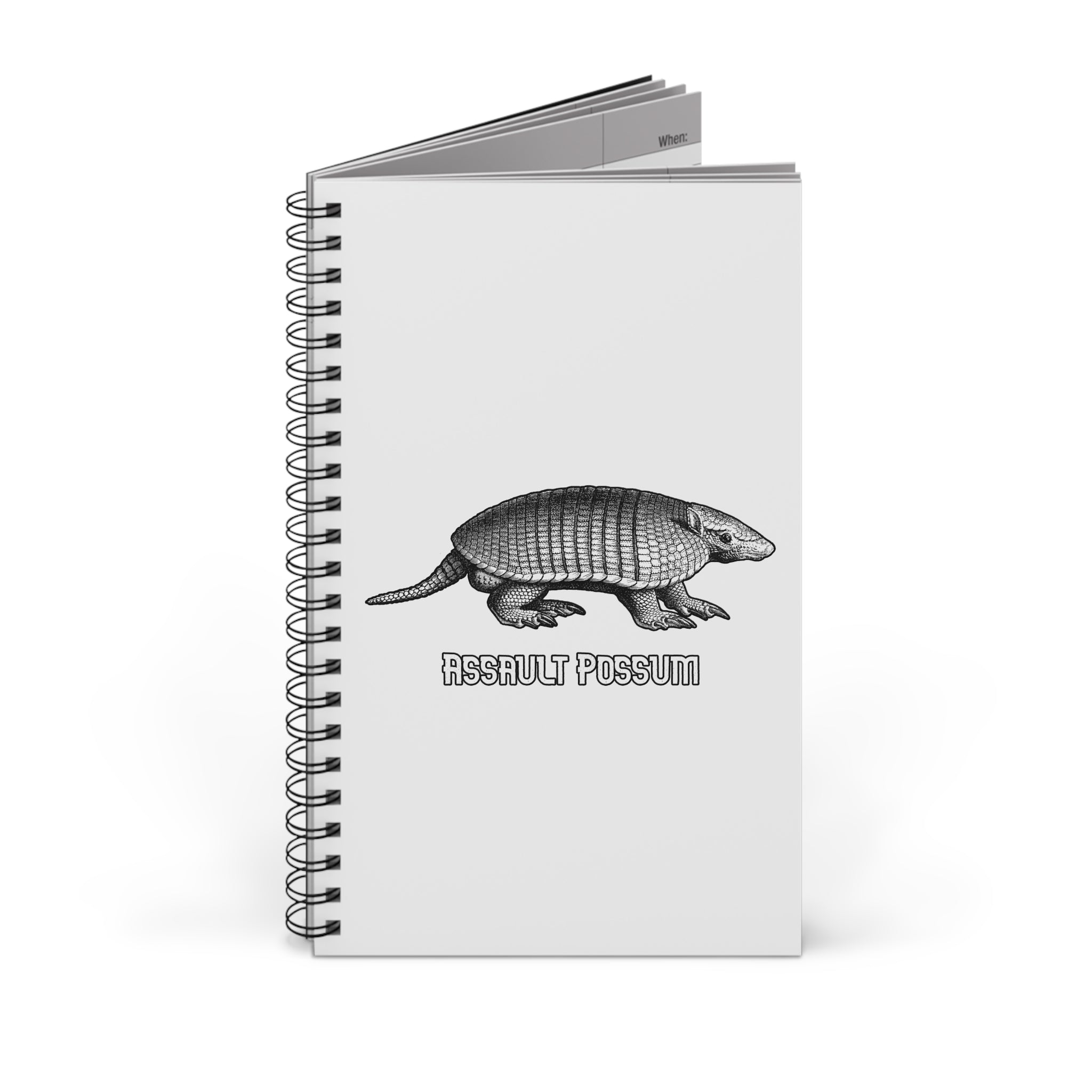 Spiral Journal — 'Assault Possum' Vintage Armadillo Illustration Notebook
