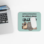 Mouse Pad — "Introverted But Willing to Discuss Cats" Cute Cat Lover Desk Mat
