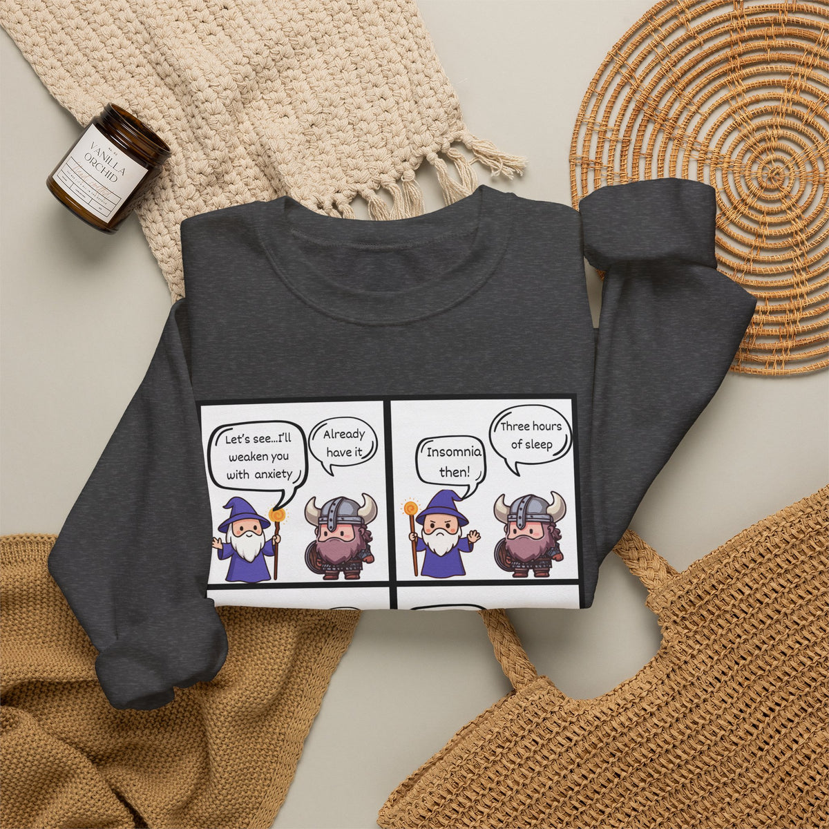 Comic D&D Sweatshirt — Cute Panel Cartoon Crewneck