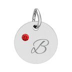 Personalize it!  Birthstone Circle Charm — Engraved Initial Pendant