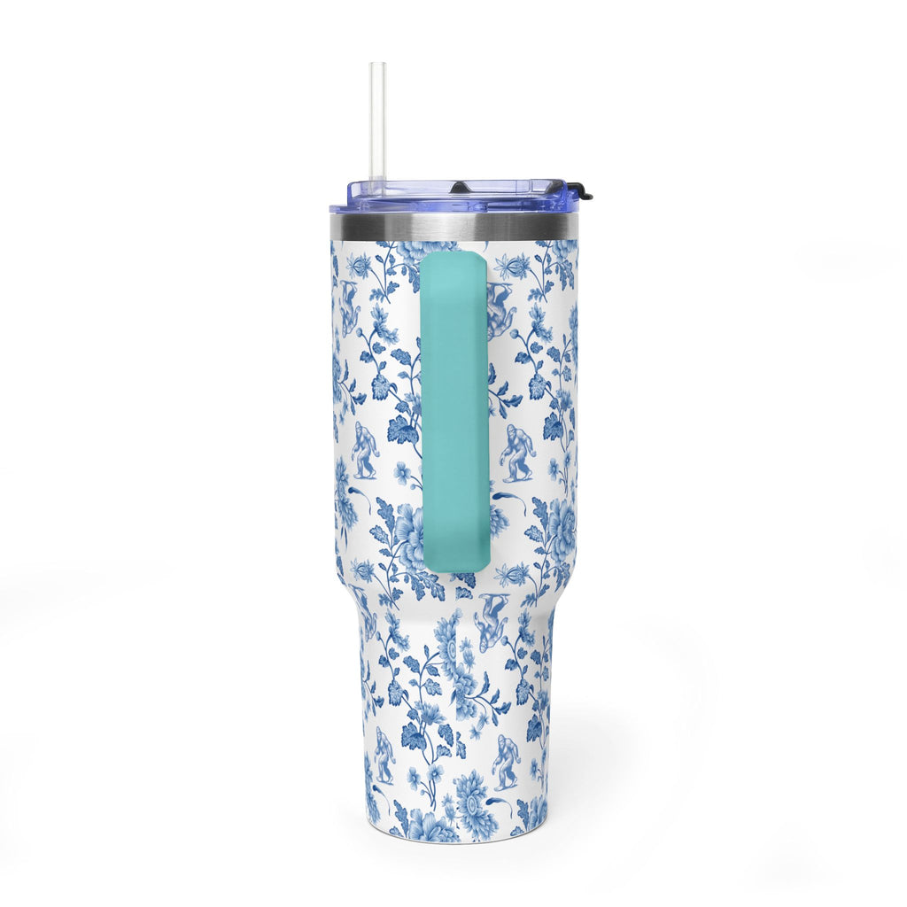 40oz Bigfoot Floral Vacuum Tumbler – Insulated Travel Mug with Straw