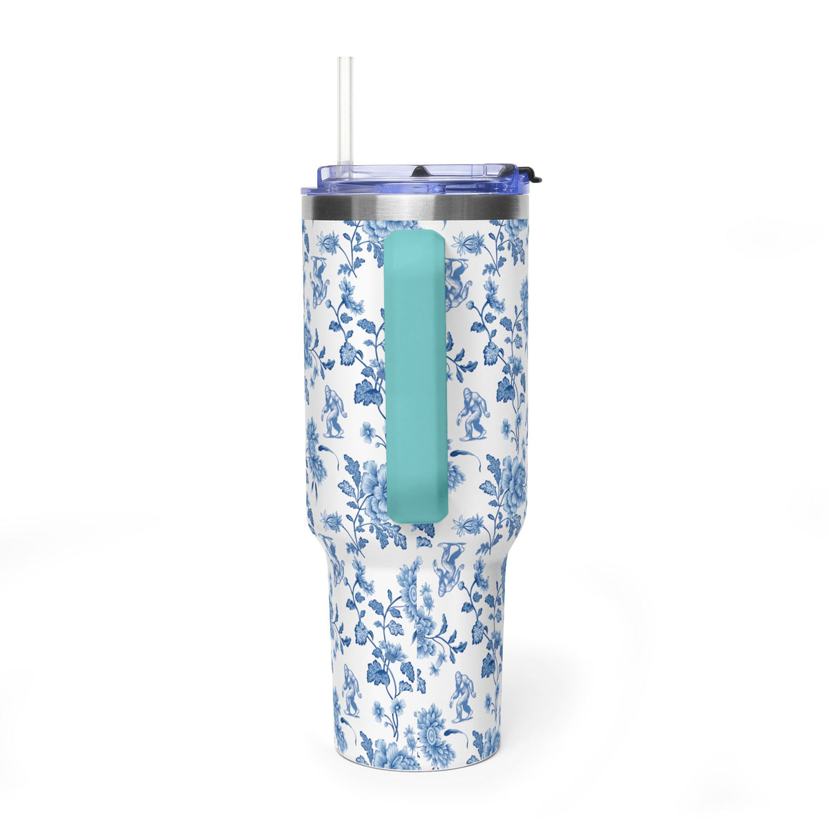 40oz Bigfoot Floral Vacuum Tumbler – Insulated Travel Mug with Straw