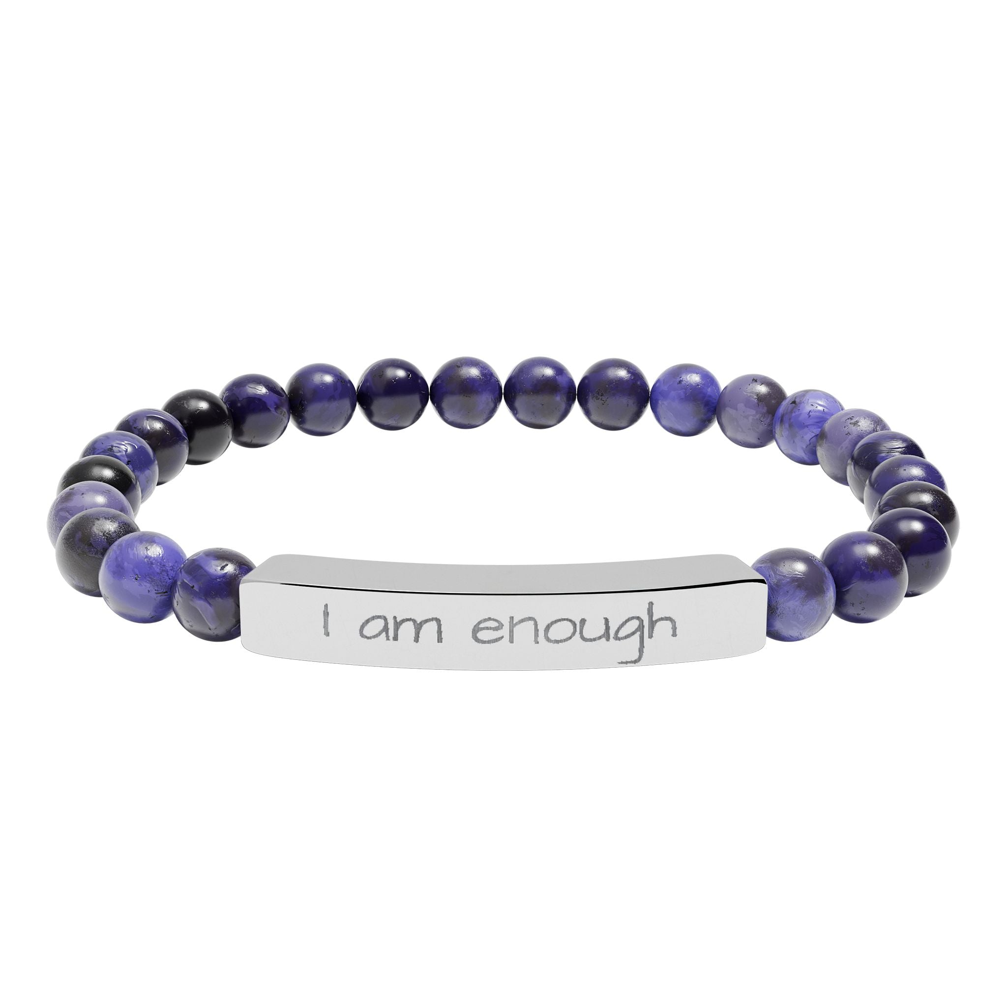Natural Stone Stretch Bar Bracelet "I am enough"