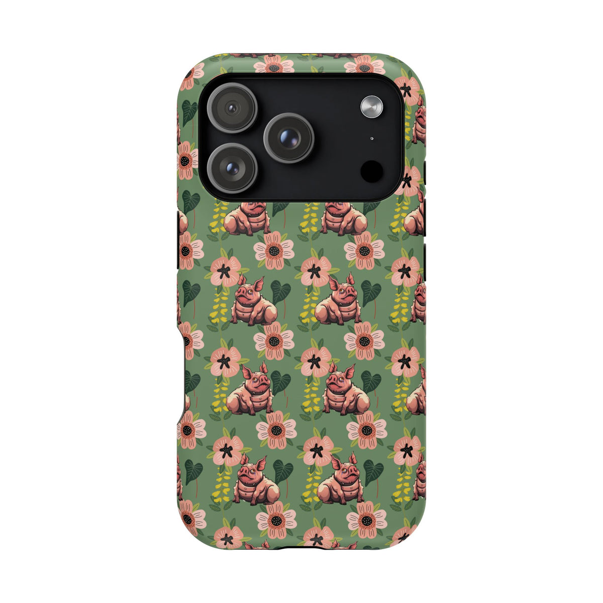 Floral Squonk Pattern Impact Phone Case — Protective iPhone Cover with Pink Flowers