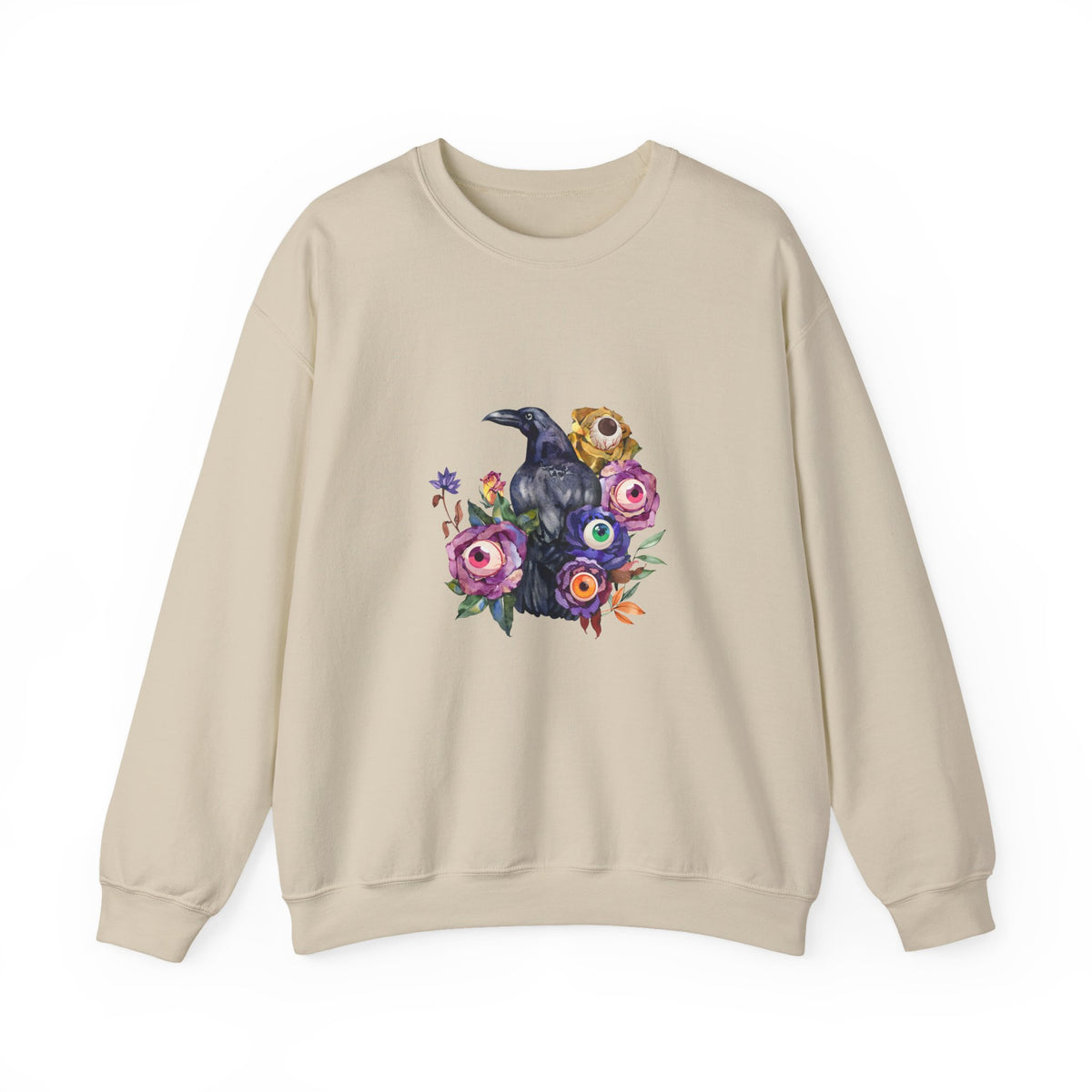 Surreal Raven & Wildflowers Crewneck Sweatshirt