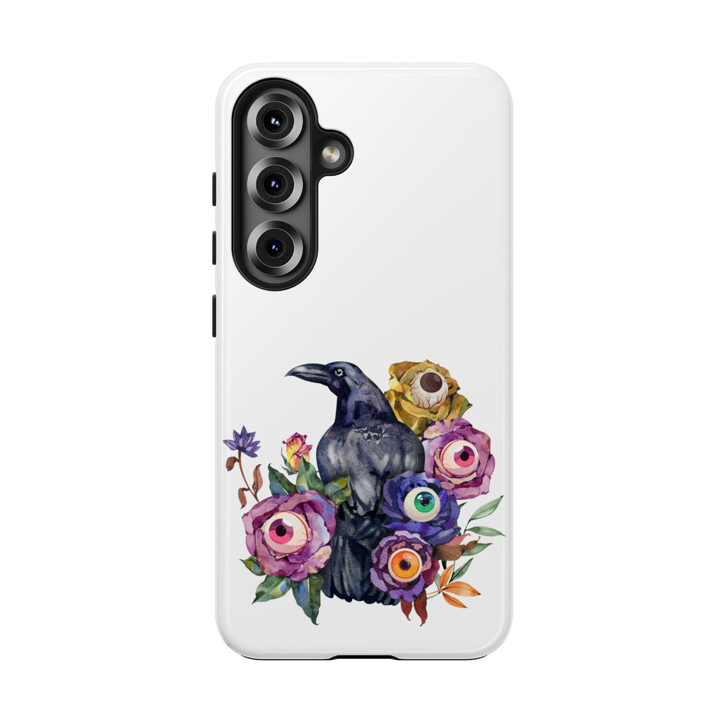 'Surreal' Tough Phone Case — Protective Phone Cover with Raven and Bouquet Design