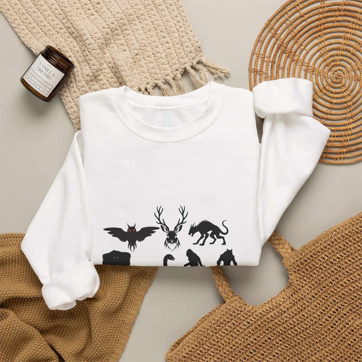 Crewneck Sweatshirt — "Emotionally Supported by Cryptids" Graphic