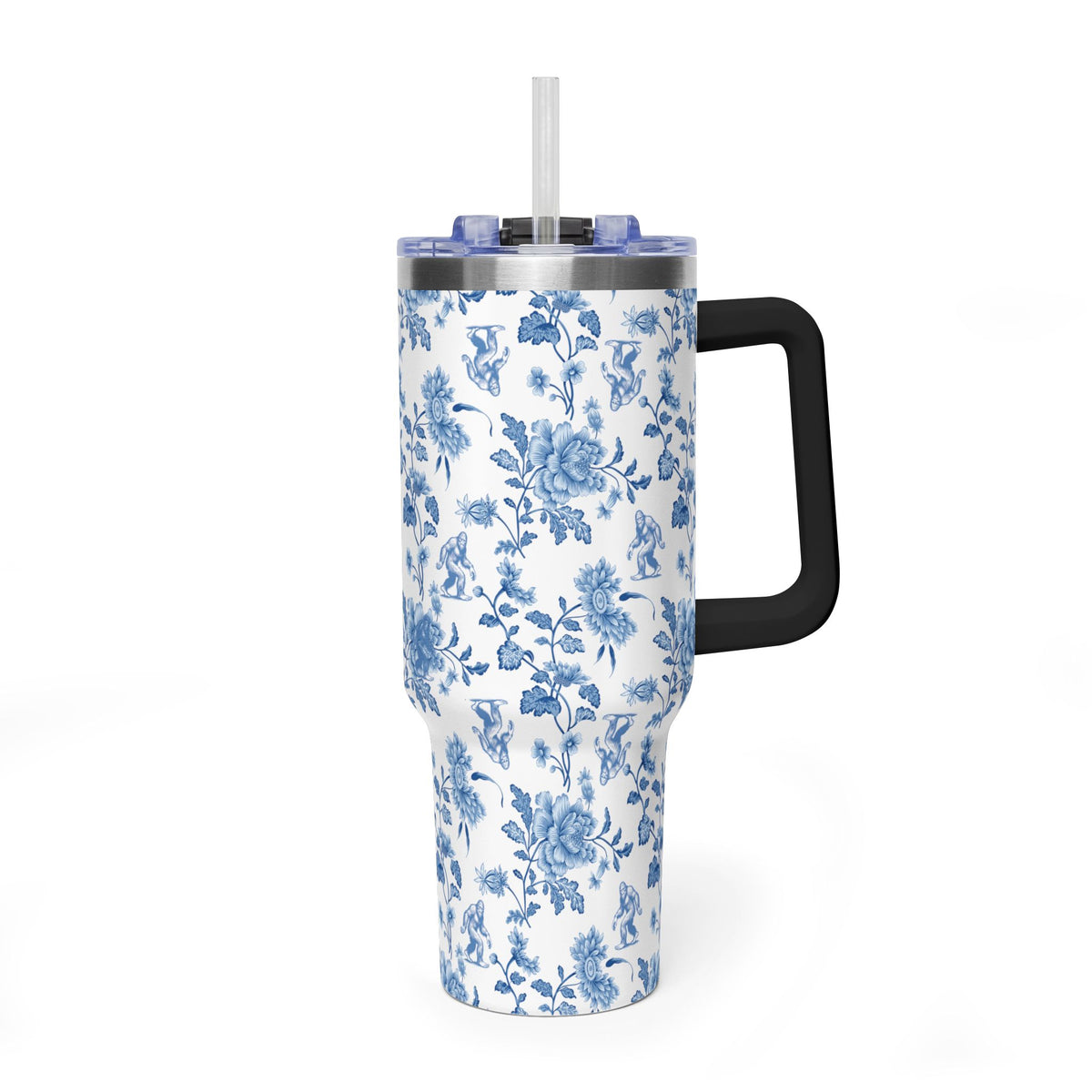 40oz Bigfoot Floral Vacuum Tumbler – Insulated Travel Mug with Straw