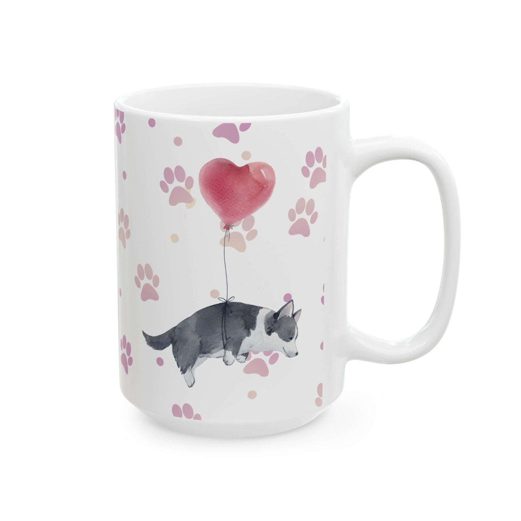 Corgi Balloon Paw Print Ceramic Coffee Cup (11oz, 15oz)