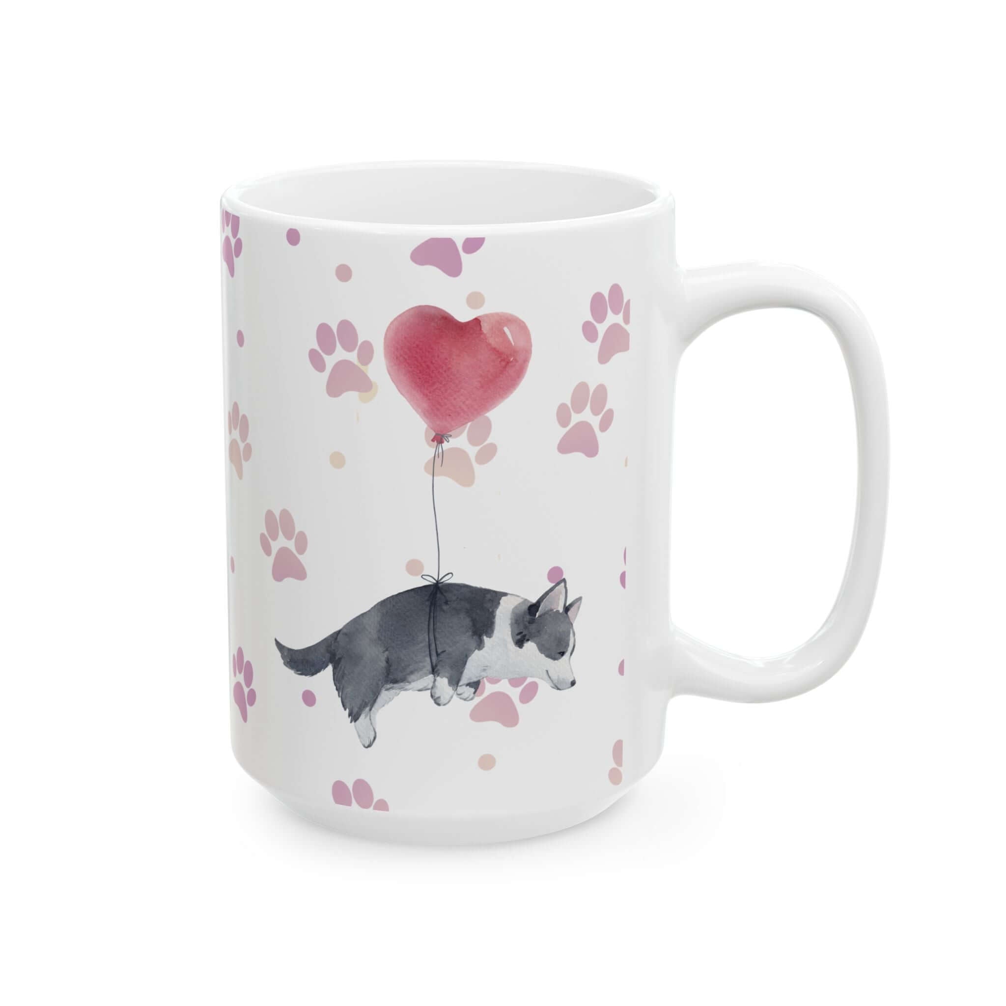 Corgi Balloon Paw Print Ceramic Coffee Cup (11oz, 15oz)