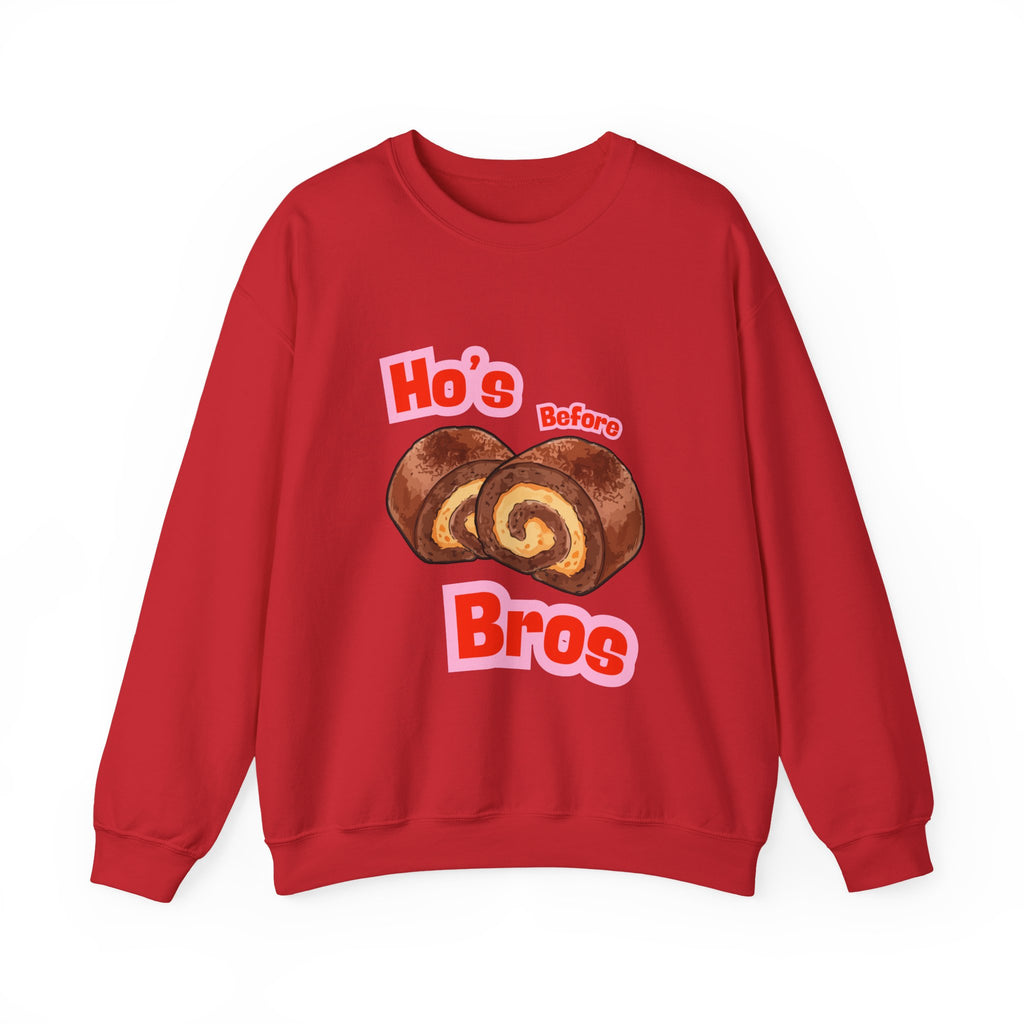 Crewneck Sweatshirt — "Ho's Before Bros" Food Pun Graphic