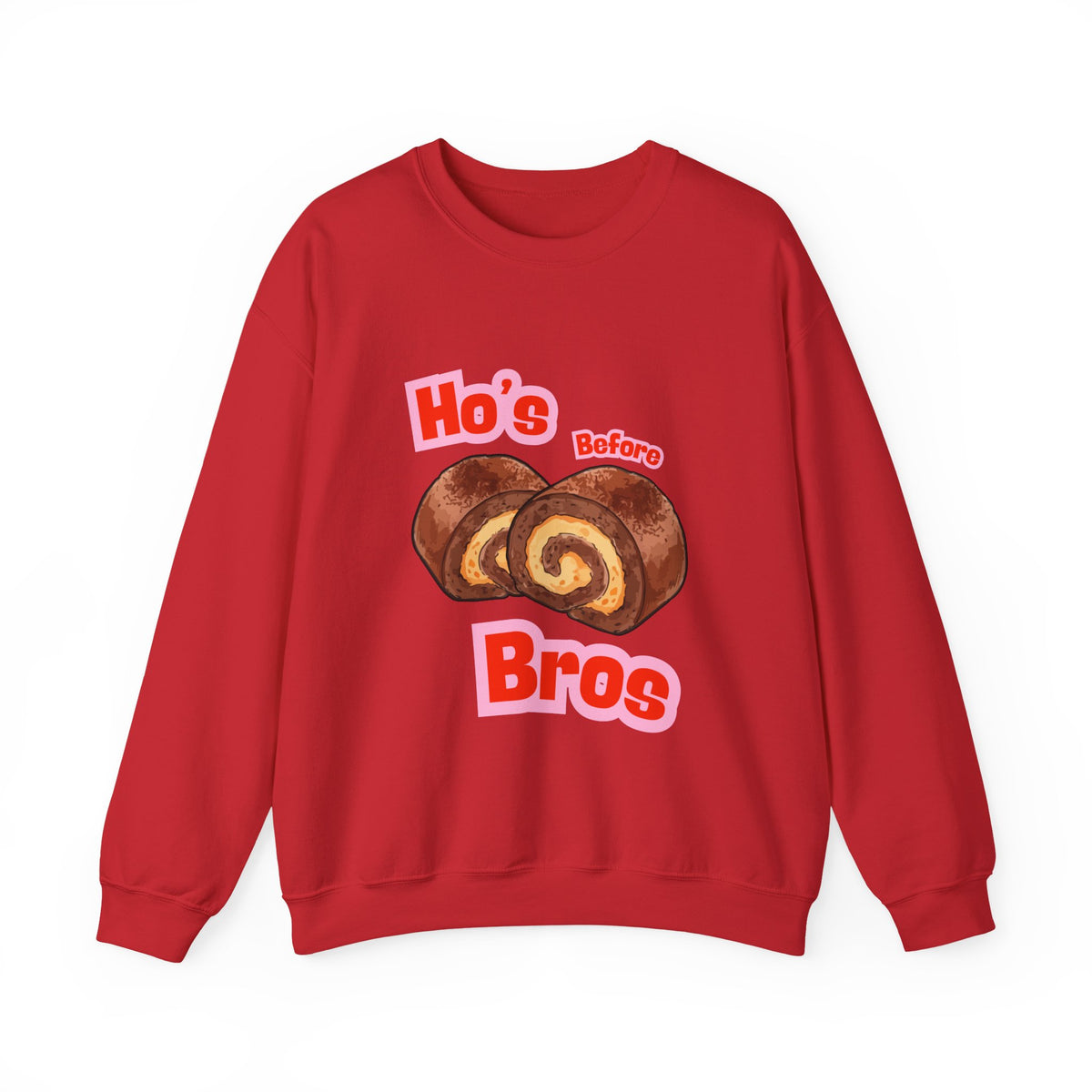 Crewneck Sweatshirt — "Ho's Before Bros" Food Pun Graphic