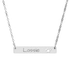 Personalize it! Engraved Paw Bar Necklace - Pet Name Jewelry