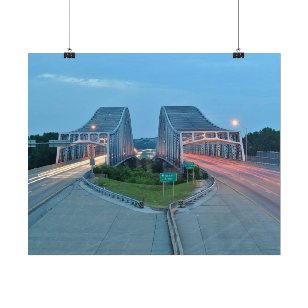 Twilight Bridge Rolled Poster — Long-Exposure Cityscape Wall Art
