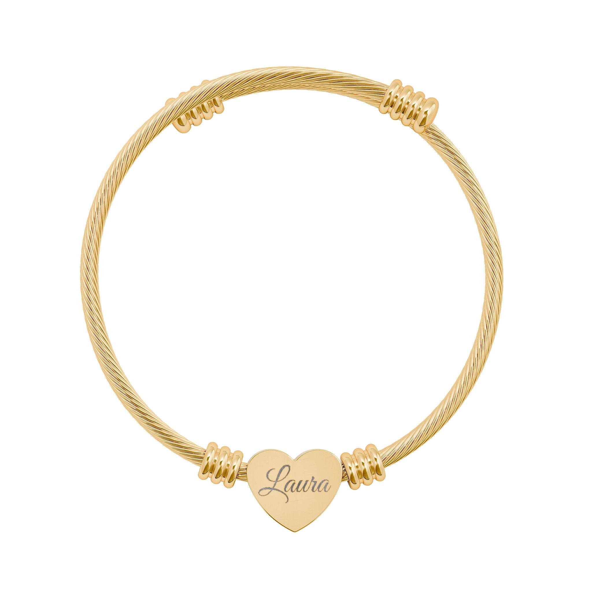 Personalize it! Name Heart Bangle (Silver or Gold)